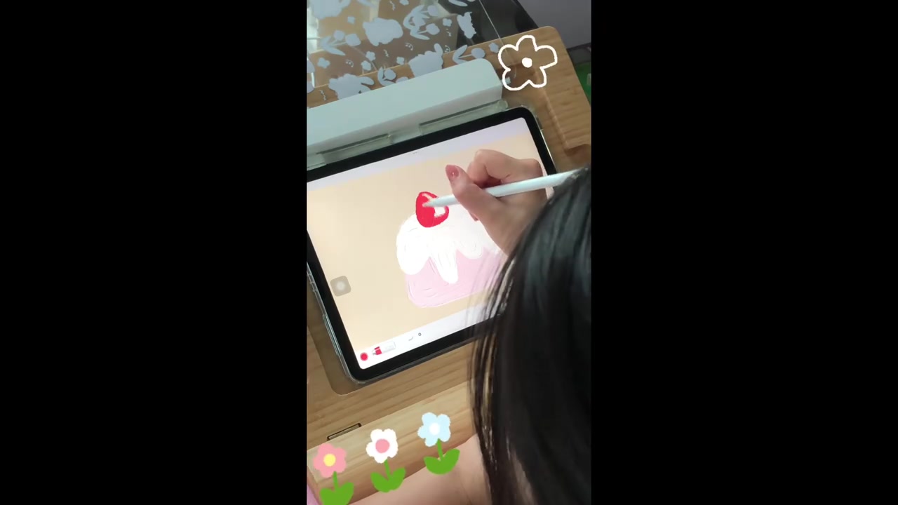 草莓蛋糕水彩画,新手也能轻松学会