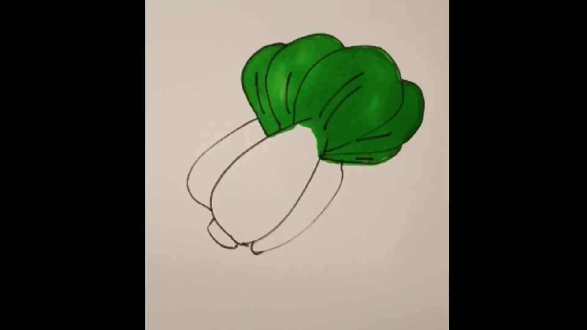 轻松学画新鲜大青菜,步骤简单又有趣
