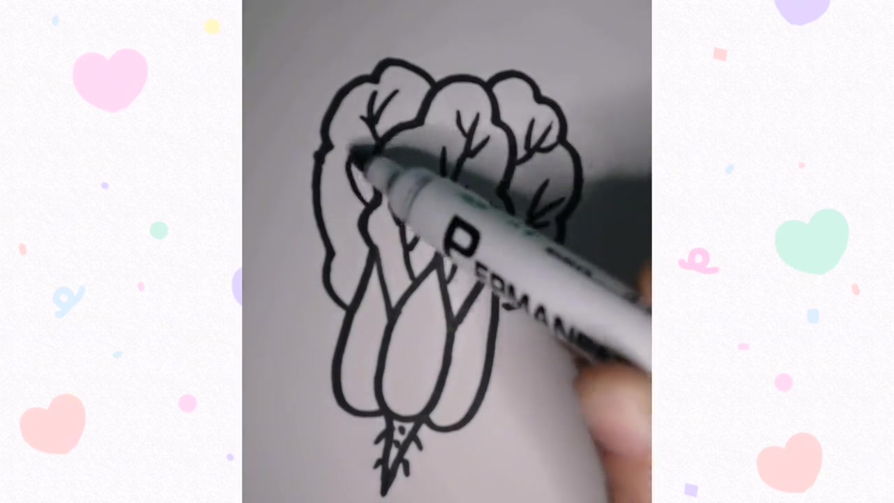 用字母W轻松画出可爱白菜，简单又有趣！